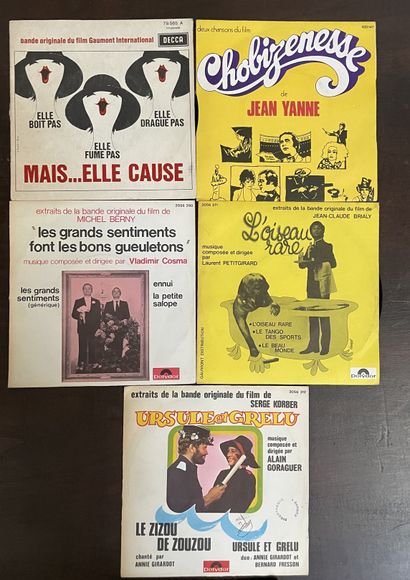 BANDES ORIGINALES DE FILMS Cinq disques 45 T - Bandes originales de films comiques...