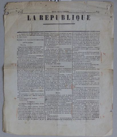 HISTOIRE, POLITIQUE, IDEOLOGIES LA RÉPUBLIQUE. 

Tract anonyme contre Napoléon III,...