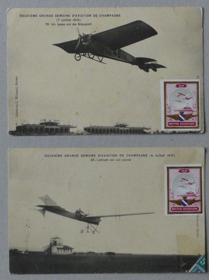 VARIA REIMS AVIATION 1910, 

deux cartes postales :

« Deuxième semaine d’aviation...