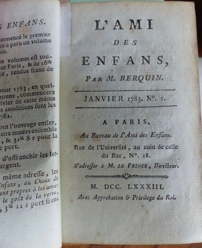 Enfantina BERQUIN Arnaud, 

L’AMI DES ENFANS (sic)., 24 parties en 8 volumes. Janvier...