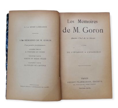 HISTOIRE, POLITIQUE, IDEOLOGIES M. GORON, 

LES MÉMOIRES DE M. GORON, ANCIEN CHEF...