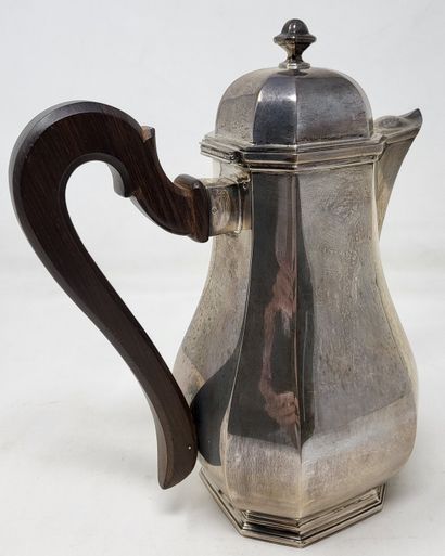 null Coffee pot in silver (950/00), model with cut sides, handle in rosewood, art...