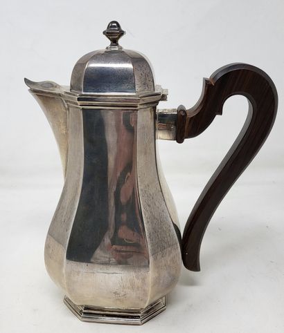 null Coffee pot in silver (950/00), model with cut sides, handle in rosewood, art...