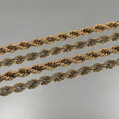 null NECKLACE double row twisted in yellow gold (750 thousandth) and vermeil (925...