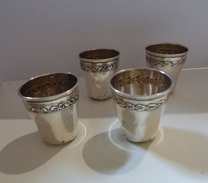 null Silver lot (950/00) including two kettledrums, two napkin rings and four alcohol...