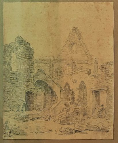 null School of the XIXth century, after Hubert ROBERT (1733-1808)

"Animated ruins"

Graphite...