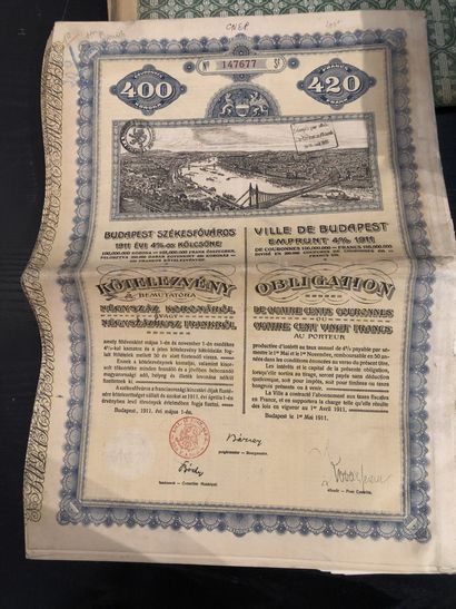 null Lot of securities Compagnie minière 1887 El Callao + bonds City of Budapest...