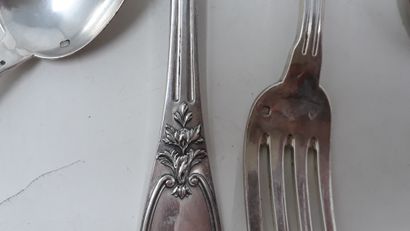 null Eleven table settings and eleven small spoons in silver (950 thousandths) with...