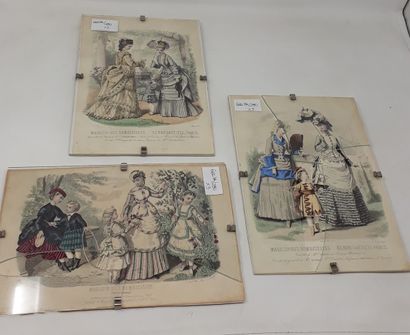 null Lot de trois gravures de mode, en couleurs

Deuxieme moitié du XIXe siècle 

(sous-verres...