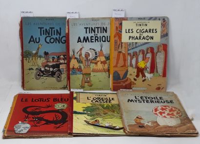 null Lot d'albums de Tintin, ed. Casterman comprenant:

- Tintin au Congo (B2), dos...