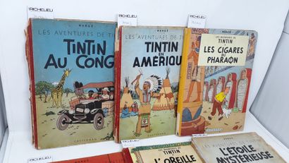 null Lot d'albums de Tintin, ed. Casterman comprenant:

- Tintin au Congo (B2), dos...