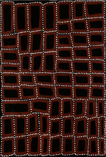 null TJAPALTJARRI WALALA (Pintupi) Born at the end of the 60s.

Cycle Tingari 2004.

Acrylic...