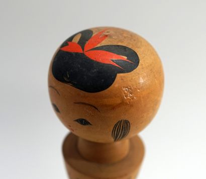  KOKECHI doll : traditional doll in natural wood decorated with a character and ideograms...