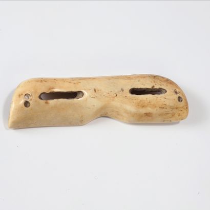 null Bone or marine ivory glasses. Holes for the straps (missing) old patina and...