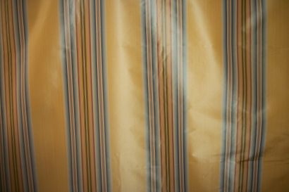 null Varese striped silk taffeta, Lelièvre house, yellow jaspered background, blue,...