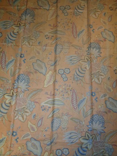null Suite of four curtains, LE MANACH, printed cotton, background apricot, printed...