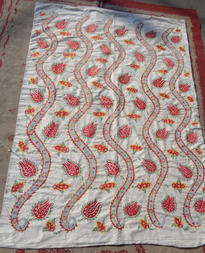 null 
Susani embroidery, polychrome embroidered cotton of undulating amounts loaded...