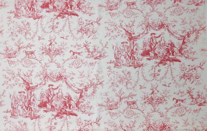 null Coton imprimé en rouge, Charles Burger, « Greuze», en réplique de la toile de...