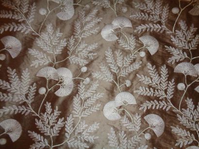  Taupe silk faille, POLLACK, Gild Age, silver and gold embroidered decoration of...