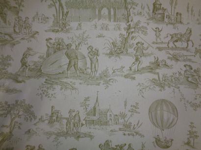 null Cotton printed in green, CHARLES BURGER, Le Ballon de Gonesse, after Jean-Baptiste...