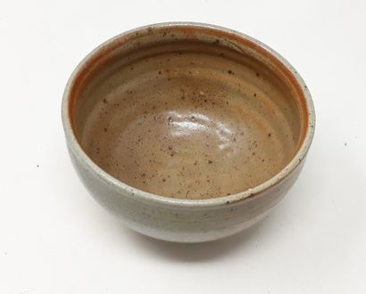  MAISONNEUVE Odile 
Stoneware bowl with brown shaded cover and rhombus decoration,...