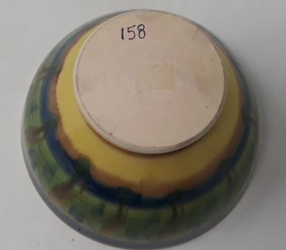 BAROCCO 
Coupe en porcelaine à déocr bleu, jaune et vert, n°158 sous talon 
Diam.:...