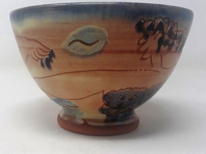  MICHEL Chris 
Earthenware bowl with mermaids decoration, n°125 under heel 
Diameter:...
