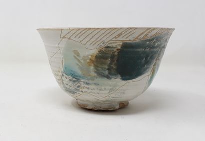 COSTES Marie 
Stoneware bowl with green and...