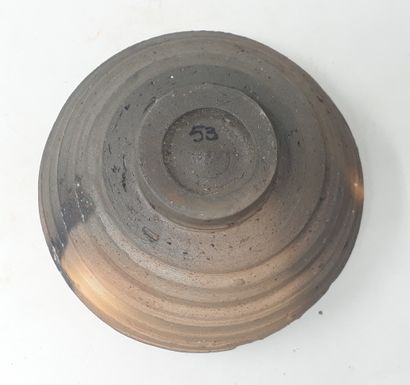  ROLLET Patrick 
Stoneware cup with stripes decoration, n° 53 under heel 
Diameter:...