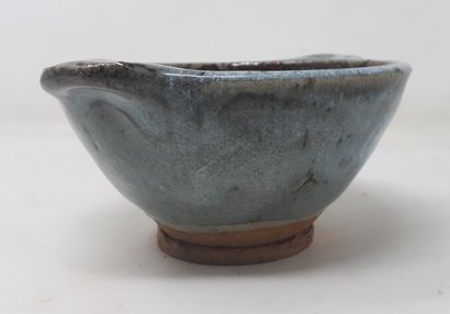  PORTAL Lionel 
Bowl with ears out of stoneware with blue cover, signed in hollow...