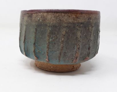  NANOUK A. Pham 
Stoneware bowl with brown and turquoise ribs, signed in hollow and...