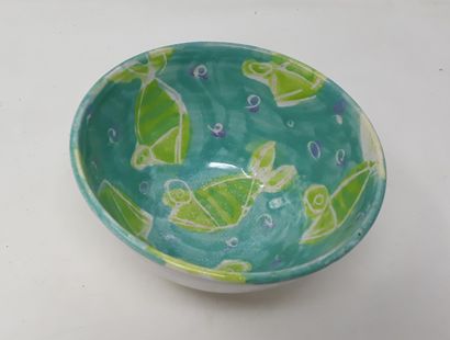 null ALTZWEIG Susanne (1959)

Earthenware bowl decorated with green fish on a blue...