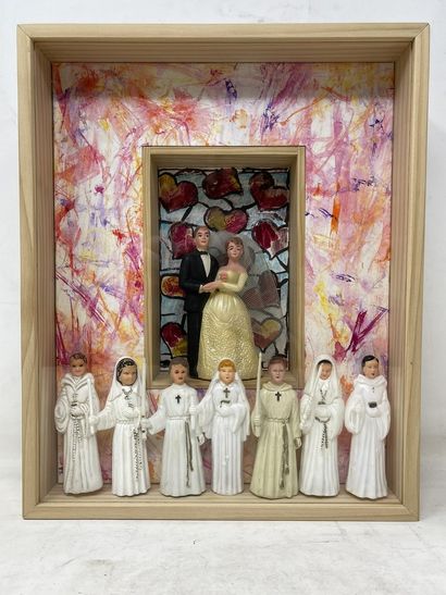 null Lot of two works by VERTE - Modern school including:

- "The Communicants",...