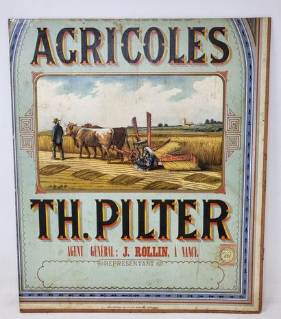 null Cardboard advertising "Agricultural machines Th. Piller". 

Beginning of XXth...