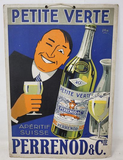 null Lot d'objets publicitaires comprenant:

- fixé sous verre publicitaire "Pernod...