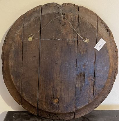 null Oak barrel front "J. Moritz Pfaffen-Hoffen".

diameter: 42 cm