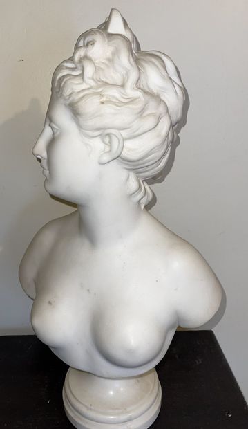 null After Jean-Antoine HOUDON (1741-1828) 

"Bust of Diana

Marble sculpture 

H.:...