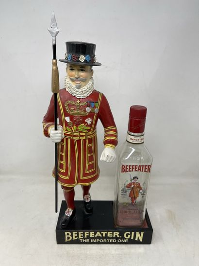 null Polychrome plastic advertising object for the "Gin Beedeater" and glass bottle...