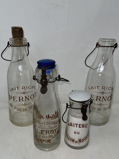 null Four advertising glass decanters - Lait Pernot; Lait Leroy

XXth century