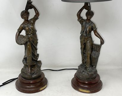 null After Charles RUCHOT (1871-?) - Two lamps in regule "The harvest

20th century

H.:...