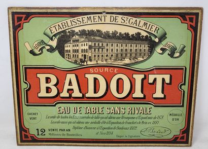 null Lot of advertising objects including:

- advertising cardboard "Badoit", early...
