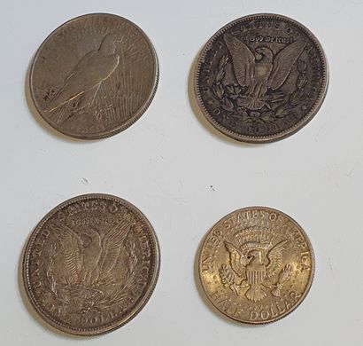 null Lot of silver coins including:

- One (1) 1 dollar coin, 1921

- One (1) 1 dollar...