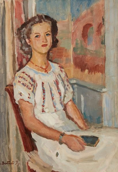 bertrand py Bertrand PY (1895-1973) 

Young woman with an embroidered white dress

Oil...