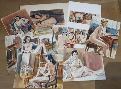 Georges PACOUIL Georges PACOUIL (1903-1996)

Lot of ten pen and ink and watercolor...
