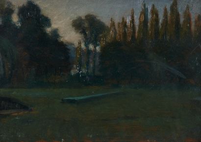 Octave LINET Octave LINET (1870-1962)

The poplars 

Oil on panel, signed lower right,...