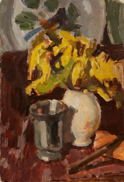 bertrand py Bertrand PY (1895-1973) 

Still life with a bouquet of yellow flowers...