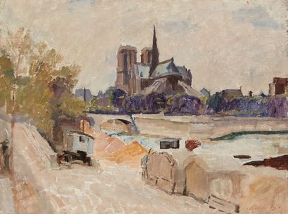 bertrand py Bertrand PY (1895-1973) 

Quai de Seine and Notre-Dame de Paris

Oil...