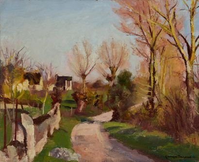 Georges PACOUIL Georges PACOUIL (1903-1996) 

Road and village

Oil on canvas, signed...