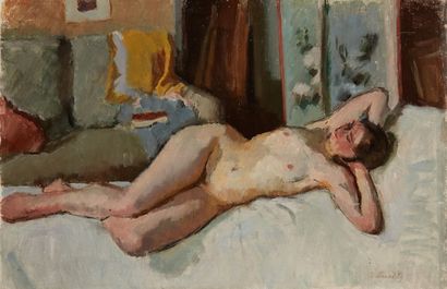 bertrand py Bertrand PY (1895-1973) 

Nude lying down, hands behind the head

Oil...