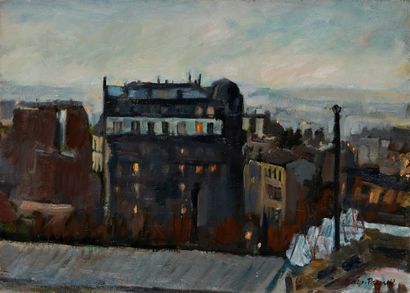 Georges PACOUIL Georges PACOUIL (1903-1996) 

Ménilmontant in the evening

Oil on...